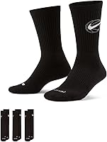 Nike Unisex Adult Everyday Crew Basketball Socks 3-Pack - Comfortable Cushion for Court & Daily Wear