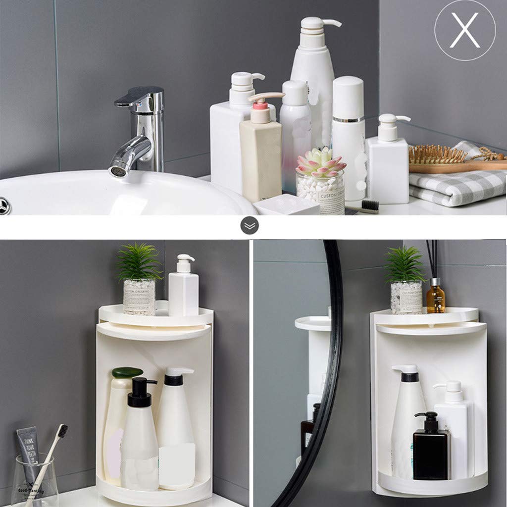 VBM 360 Rotating Corner Shelves,Tier Storage Cabinet Towel Holder Rack, Corner Cabinets with Doors and Shelves for Bathroom Bathtub Toilet Table (Small) 3