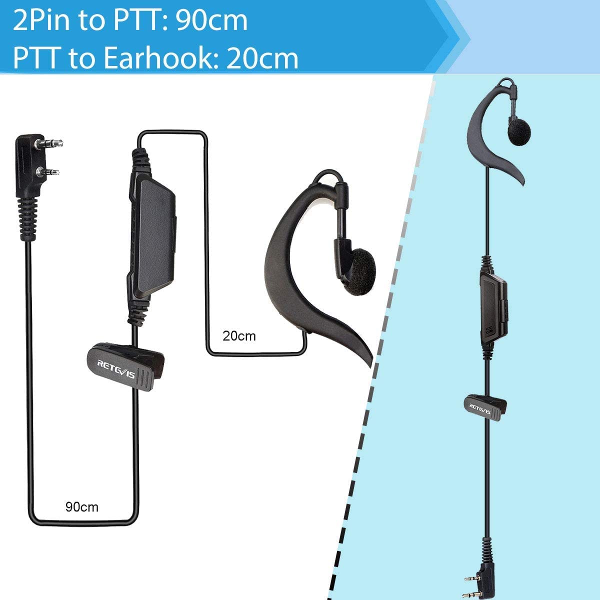 Retevis RT618 Mini Walkie Talkie Aufladbar, Professionelles PMR446-Lizenz Funkgerät mit Headset, Dual-PTT-Funkgeräte Set für Familien, Camping, Business (Schwarz, 4Stück)