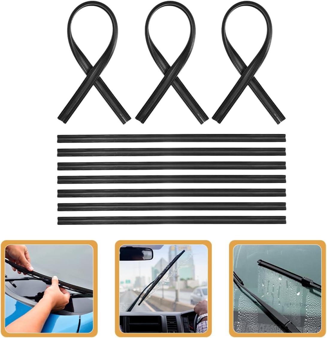 BESTOYARD 10pcs Windshield Wiper Rubber Replacement Strips for All Vehicles Weather-resistant Wiper Refills No-bone Design Rubber Inserts