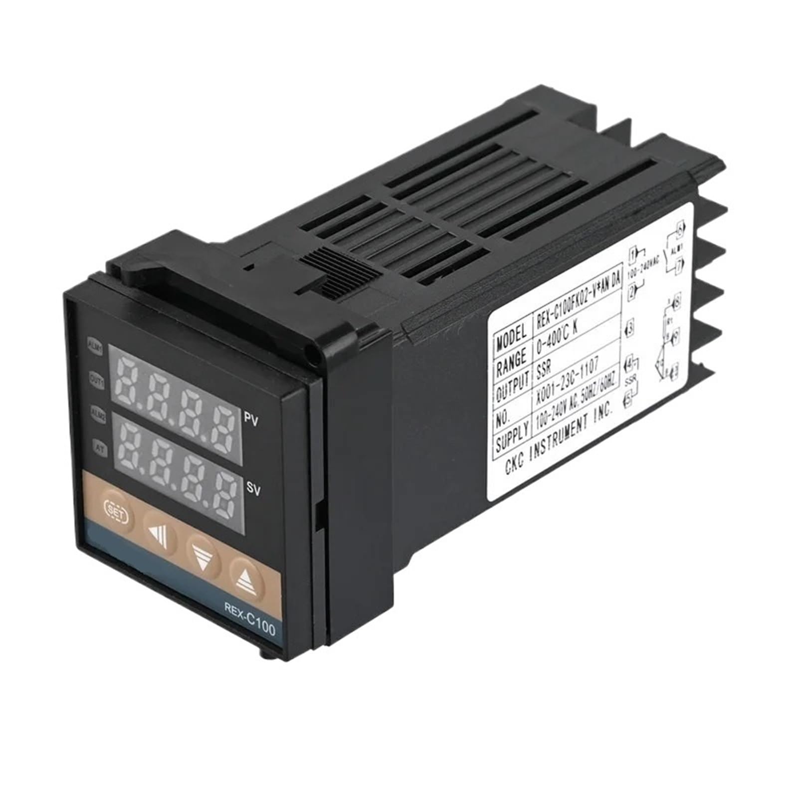 Regolatore di temperatura PID REX-C100 Termostato con display digitale a ingresso singolo tipo K AC110V-240V Uscita relè SSR 400℃(Set1 SSR Output)