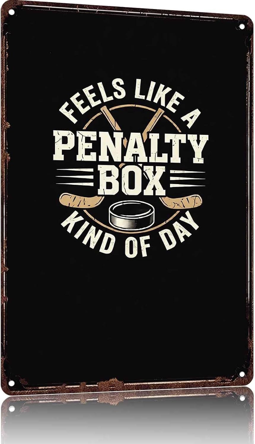 Hockey Penalty Box Vintage Metal Sign 8x12 Inch For Indoor Outdoor Use