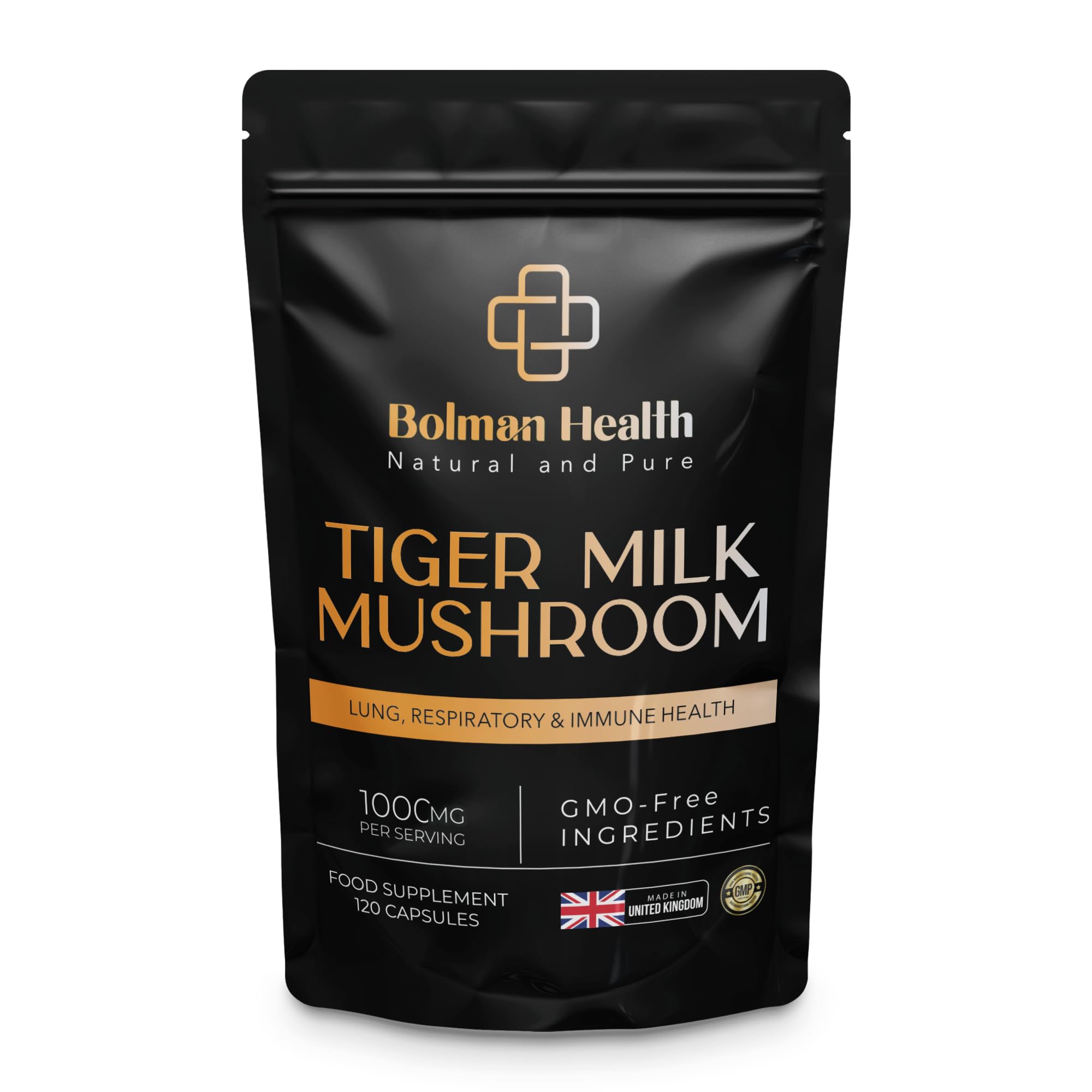 Tiger Milk Mushroom | 1000mg High Strength Extract | Supports Lung, Respiratory & Immune Health | 120 Vegan Capsules | 30:1 Extract | GMO-Free | Made in UK