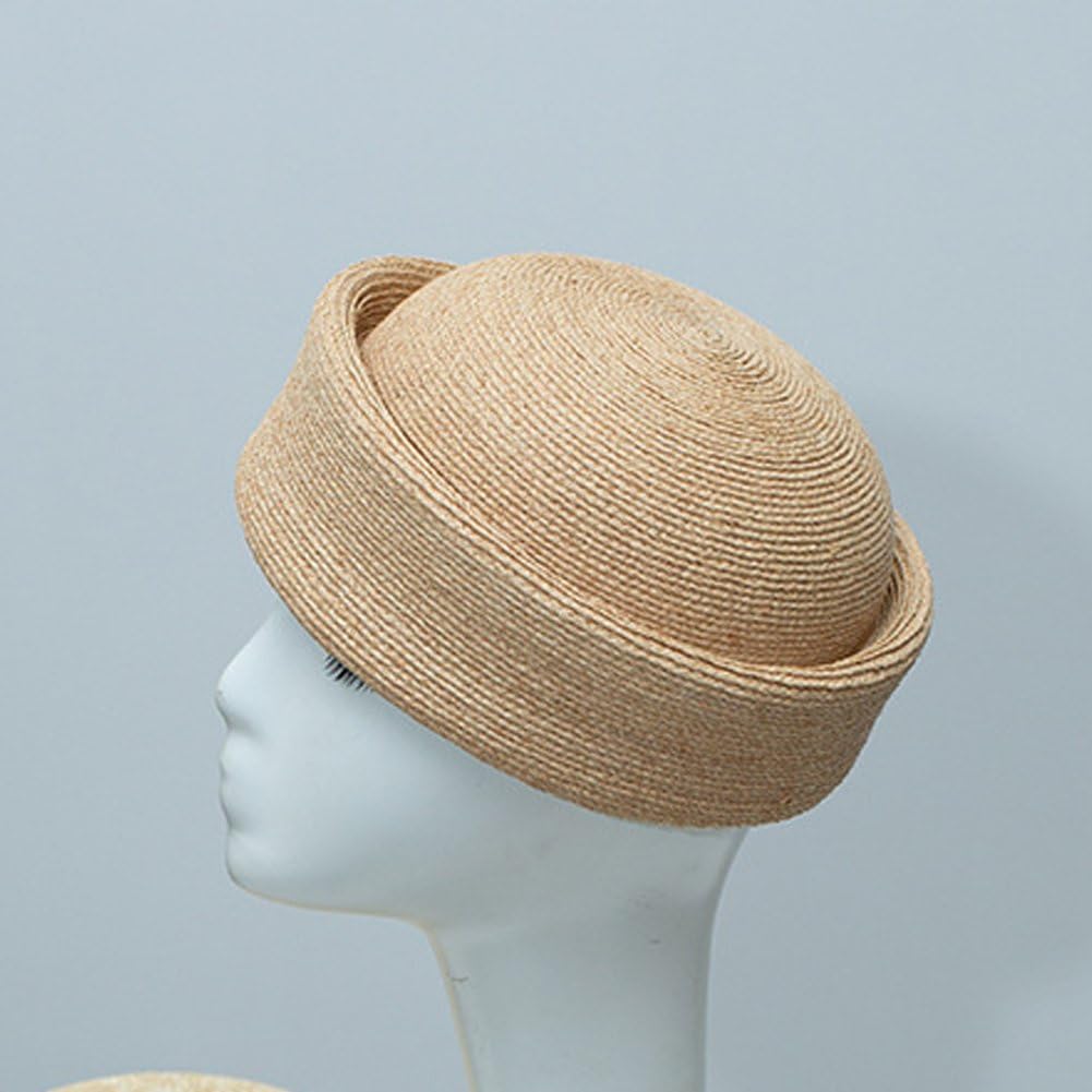 Wudaizhi Chapeau Bibi en Paille pour Femme, Béret D'été, Chapeau pour Goûter À L'église