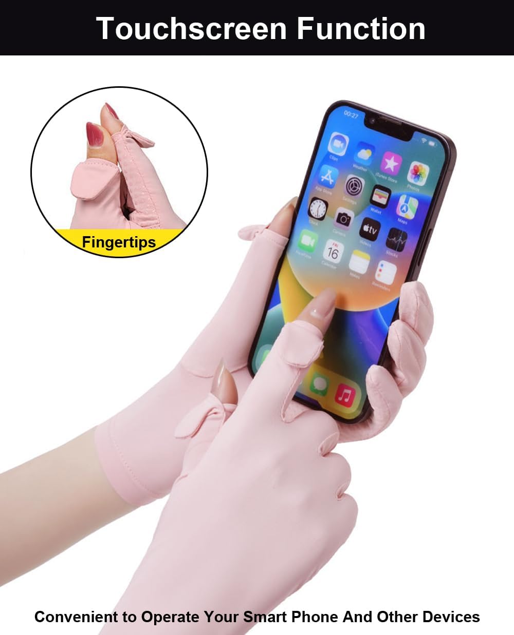 SUJAYU Ultra Thin Full Finger UV Protection Gloves Driving Gloves for Women, Ice Silk UV Gloves Summer Gloves