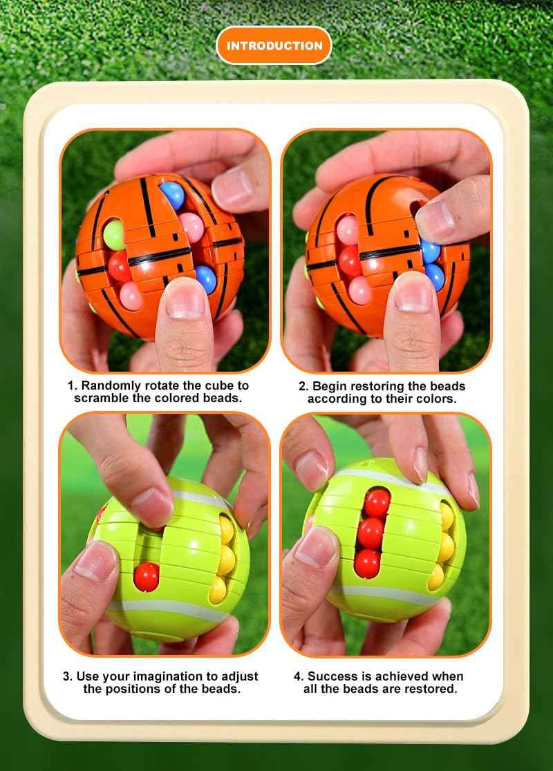 Juguetes de pelota deportiva de rompecabezas - Rompecabezas 3D y juegos de acertijos para niños y adultos, juguetes sensoriales de regalo, cuentas mágicas de inteligencia de 6,35 cm, alivio del estrés