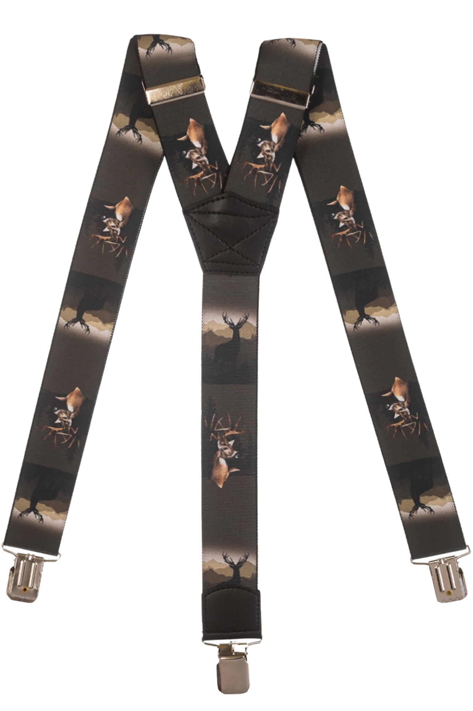 Olata Men's Stag Heavy Duty Printed Y-Shape Braces/Suspenders, 4Cm