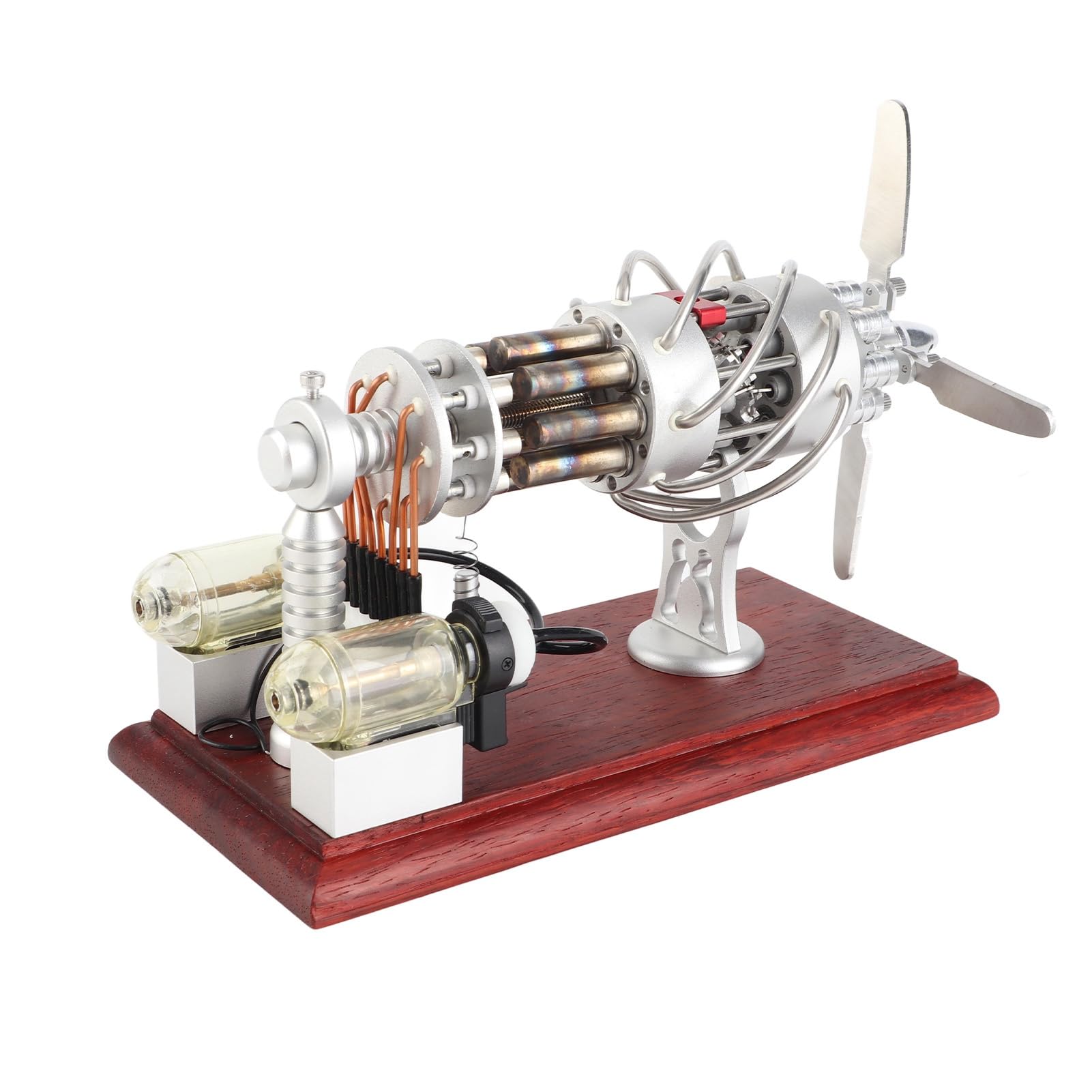 CHICIRIS Zestaw Modeli do Składania Silnika Stirlinga 16-cylindrowy Stabilny Generator Gorącego Powietrza Zabawka Edukacyjna dla Dzieci Projekty Naukowe Stop Aluminium + mahoń 7,9 X 3,9 X 6,1 Cala