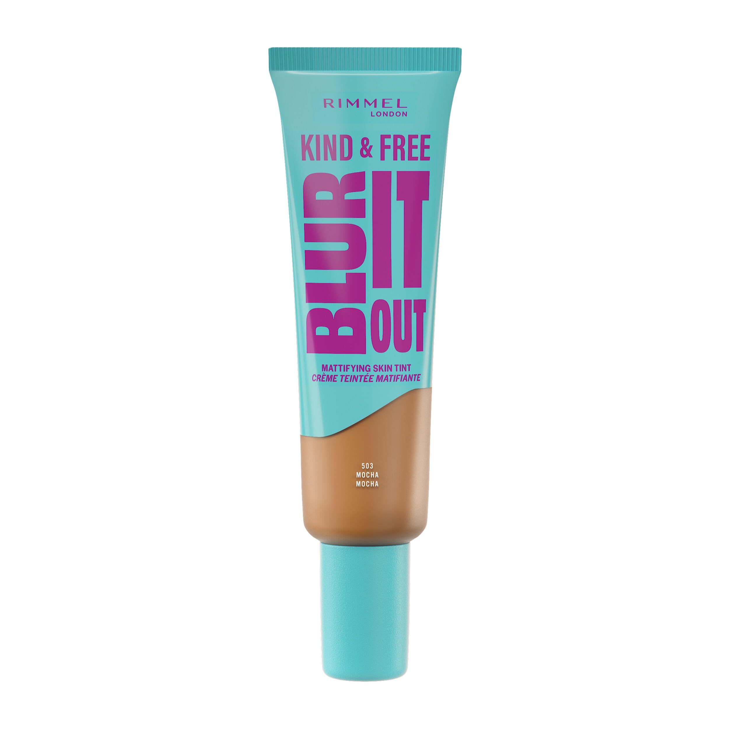 Rimmel Kind & Free, Blur It Out Mattifying Skin Tint, 503 Mocha, Lightweight Matte Finish, Minimises Pores, Infused with Cica Complex and Vitamin E, SPF 20, All-Day Shine Control, 30ml