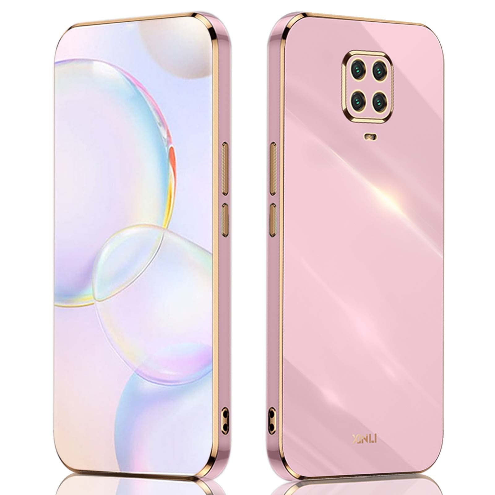 QIYIN Cover per Xiaomi Redmi Note 9S/Redmi Note 9 Pro, Custodia in Silicone Colorato Ultra Sottile da Donna, Case Antiurto Morbido con Cornice in Oro (Viola
