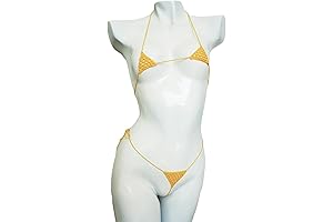 Transcrochet Extreme Micro G-string Bikini for Women: Golden Seduction