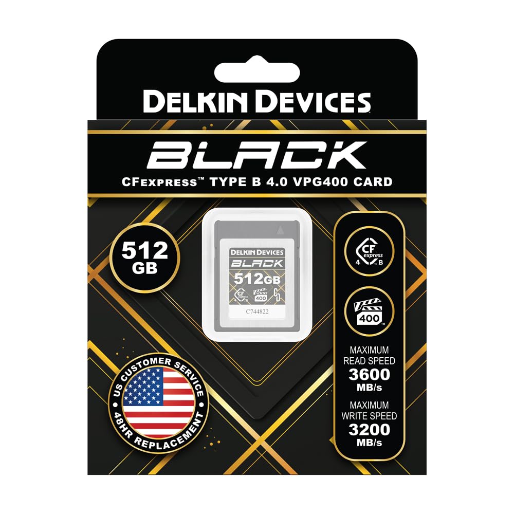 Delkin Devices Cfexpress™ Typ B 4.0 VPG400 Speicherkarte, Schwarz, 512 GB, High-Speed-Leistung für professionelle Fotografie und Videografie (512 GB)