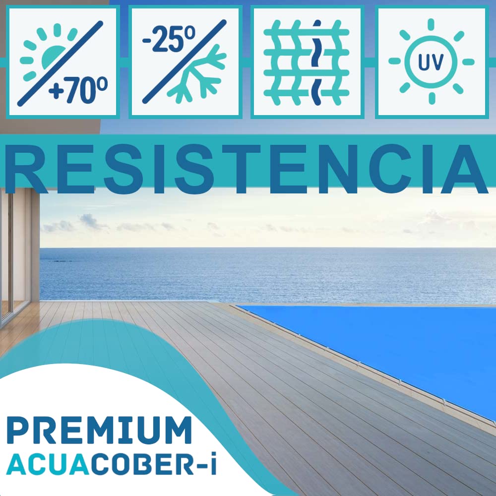 Acuacober-i Premium Cobertor Funda Invierno para Piscina de 3.50 x 4.50 m I Medidas totales Lona: 3.80 x 4.80 m I Color Exterior: Azul/Interior: Negro