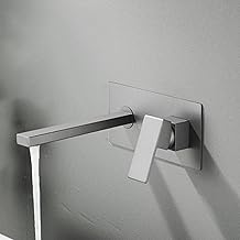 Wall Mounted Basin Faucet,Basin Mixer Tap Single Lever Hot and Cold Water,Brass Mixer Taps for Bathroom,Wall Mounted Basin Faucet,Basin Mixer Taps Bathroom/Chrome