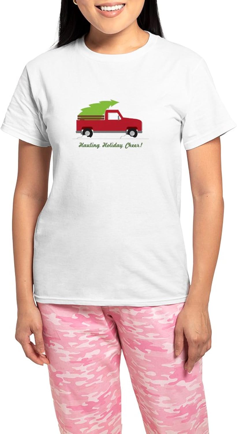 CafePress Hauling Holiday Cheer Pajamas Women's Novelty Cotton Pajama Set, Comfortable PJ Sleepwear