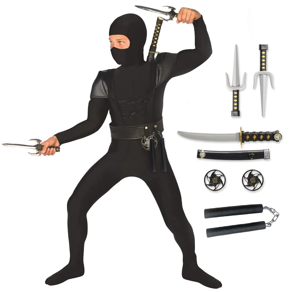 Amazon.co.jp: BoysステルスブラックNinja日本コスチューム – 8