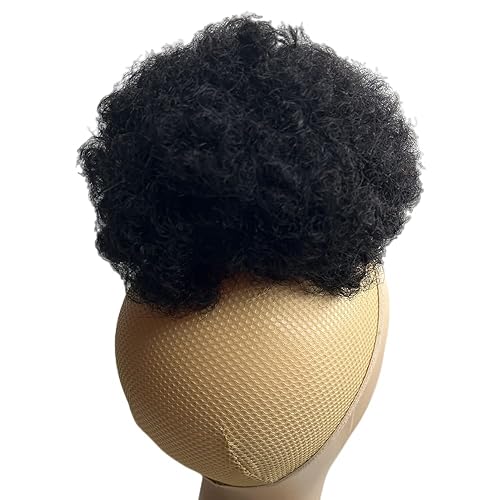 Miniatura 2 de Cabello humano afro rizado con cordón, cola de caballo alta con cordón, moño con 2 clips en las extensiones de pelo Updo Donut Chignon pelo corto