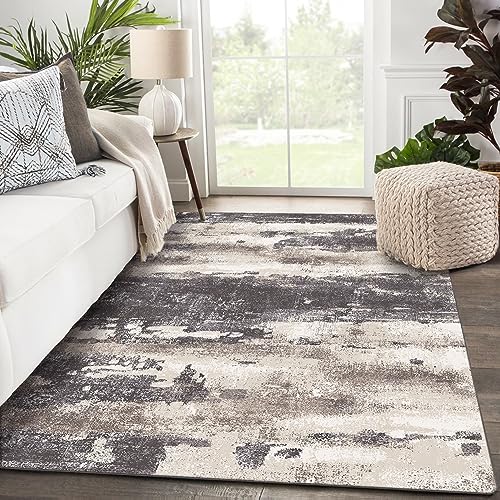 Area Rugs for Bedroom Living Room Machine Washable Large Modern Abstract Print Soft Entryway Runner Rug, Non Slip Carpet with Gripper, Brown 3x5