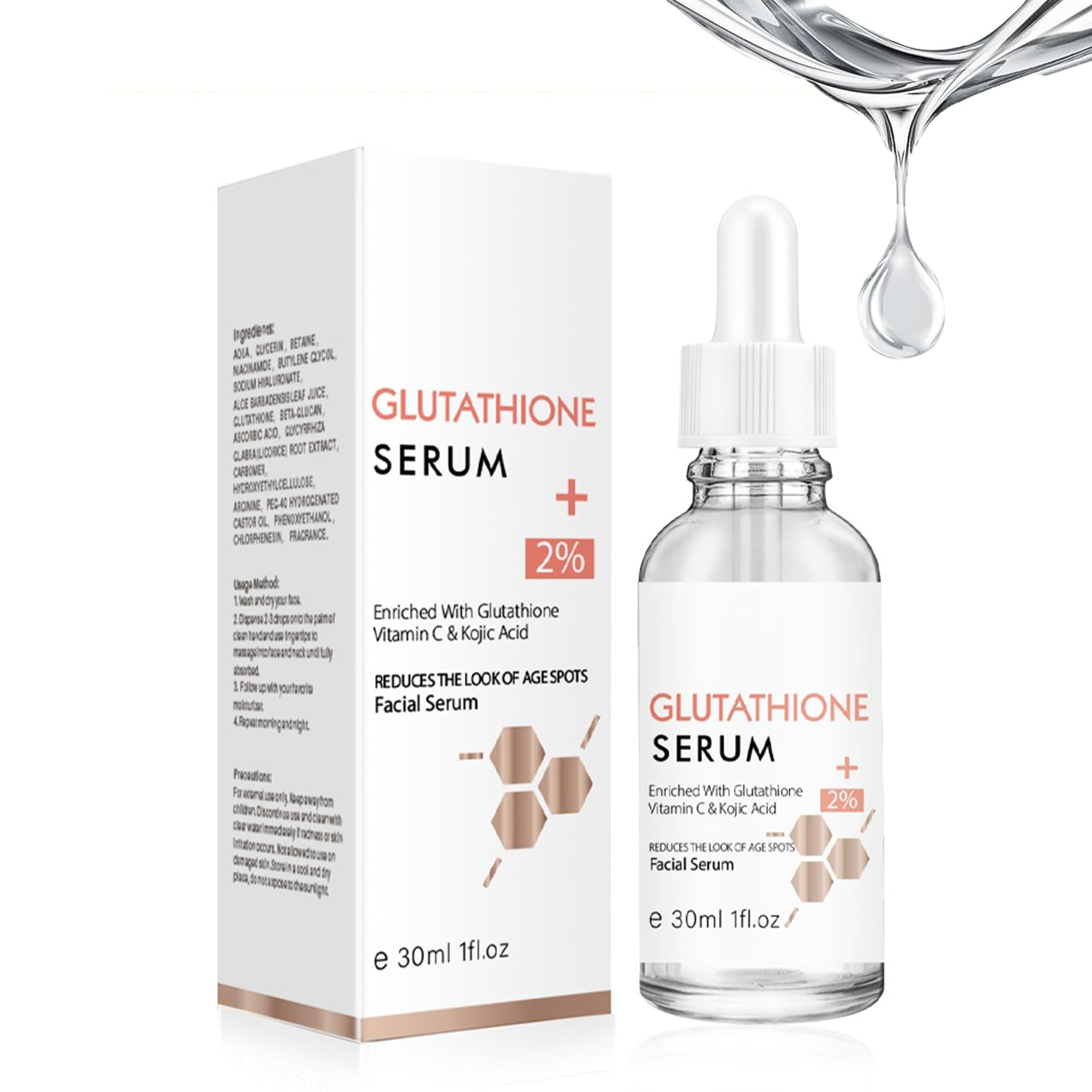 Glutathione Serum with Kojic Acid & Vitamin C - Nicotinamide Serum for Face for Hydrated Glutathione Serum with Kojic Acid & Vitamin C - Nicotinamide Serum for Face for Hydrated