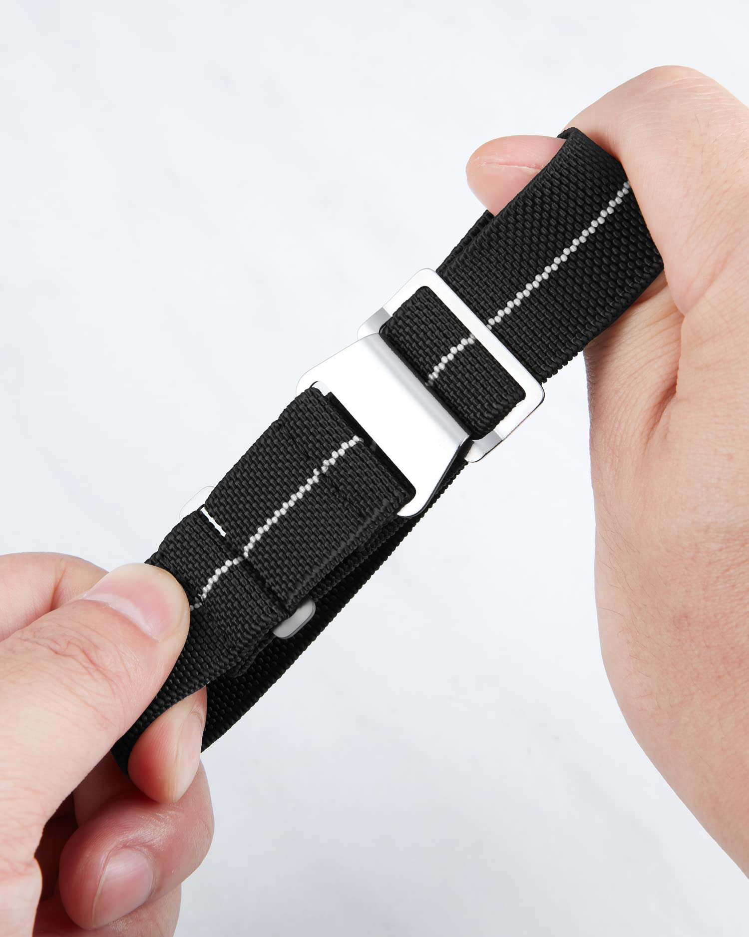 BINLUN Elástico Nylon Correa Reloj Marina Nacional Cierre de Gancho Correa para Reloj Calidad Alta con Hebilla Negra Plateada para Hombre Mujer 18/20/22mm