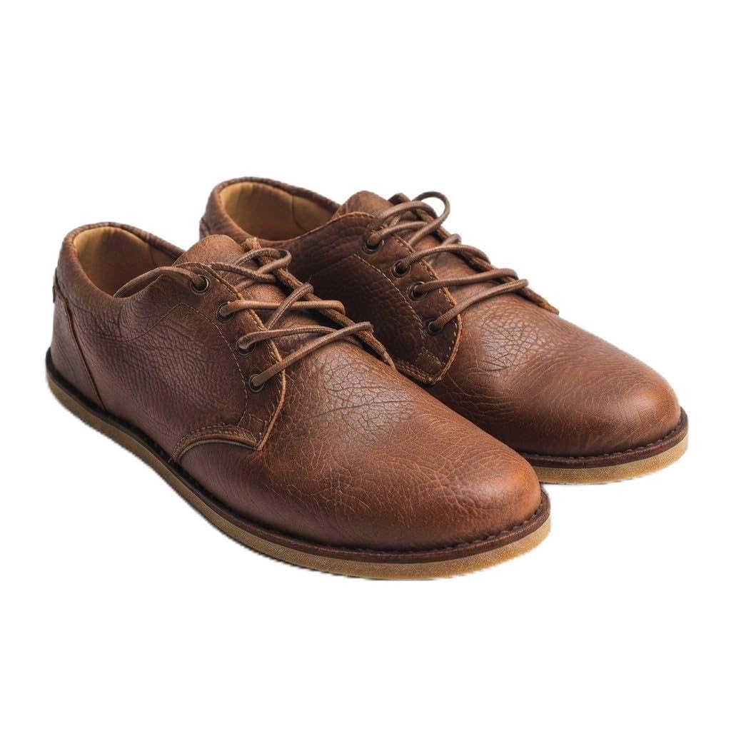 costoso italiano Divino Men's Barefoot Sneakers, Brown Milled Leather Low-Top Lace-Up-picture-37