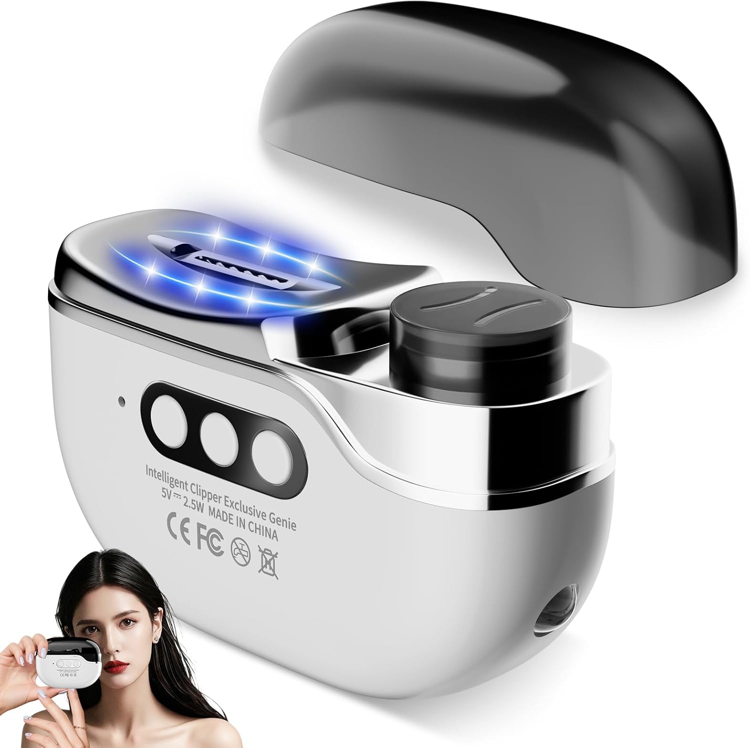 Upgraded 4-in-1 Electric Nail Clipper, Portable Electric Nail Trimmer with LED and Gel Nail Light, Featuring Nail File & Storage Clip, Electric Nail Clippers for Seniors, Adults& Kids-5454112