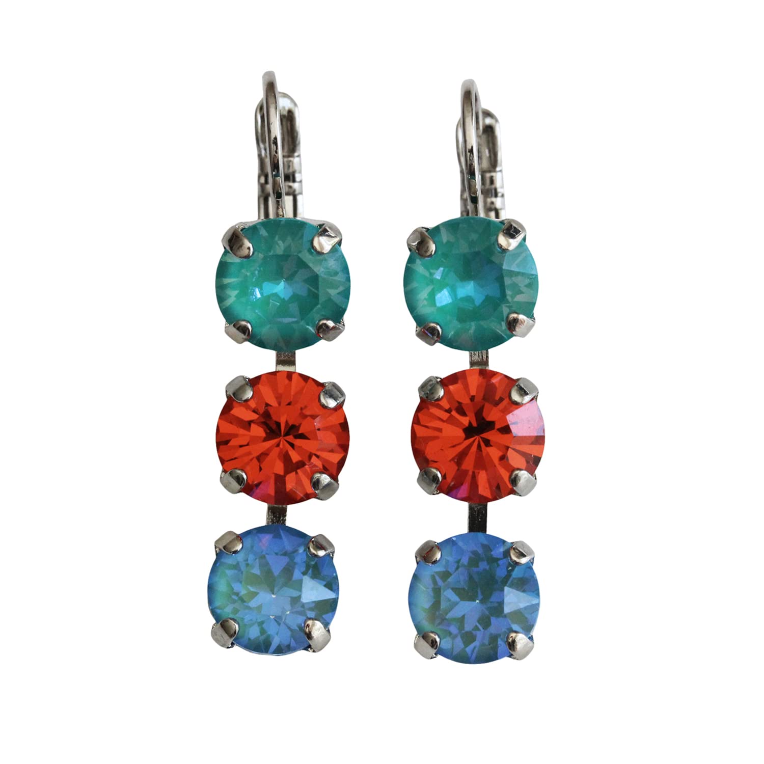 MarianaRhodium Plated Poppy Sun-Kissed Triple Dangle Drop Crystal Earrings, Multi Color 1440/1 1909ro, Crystal, crystal