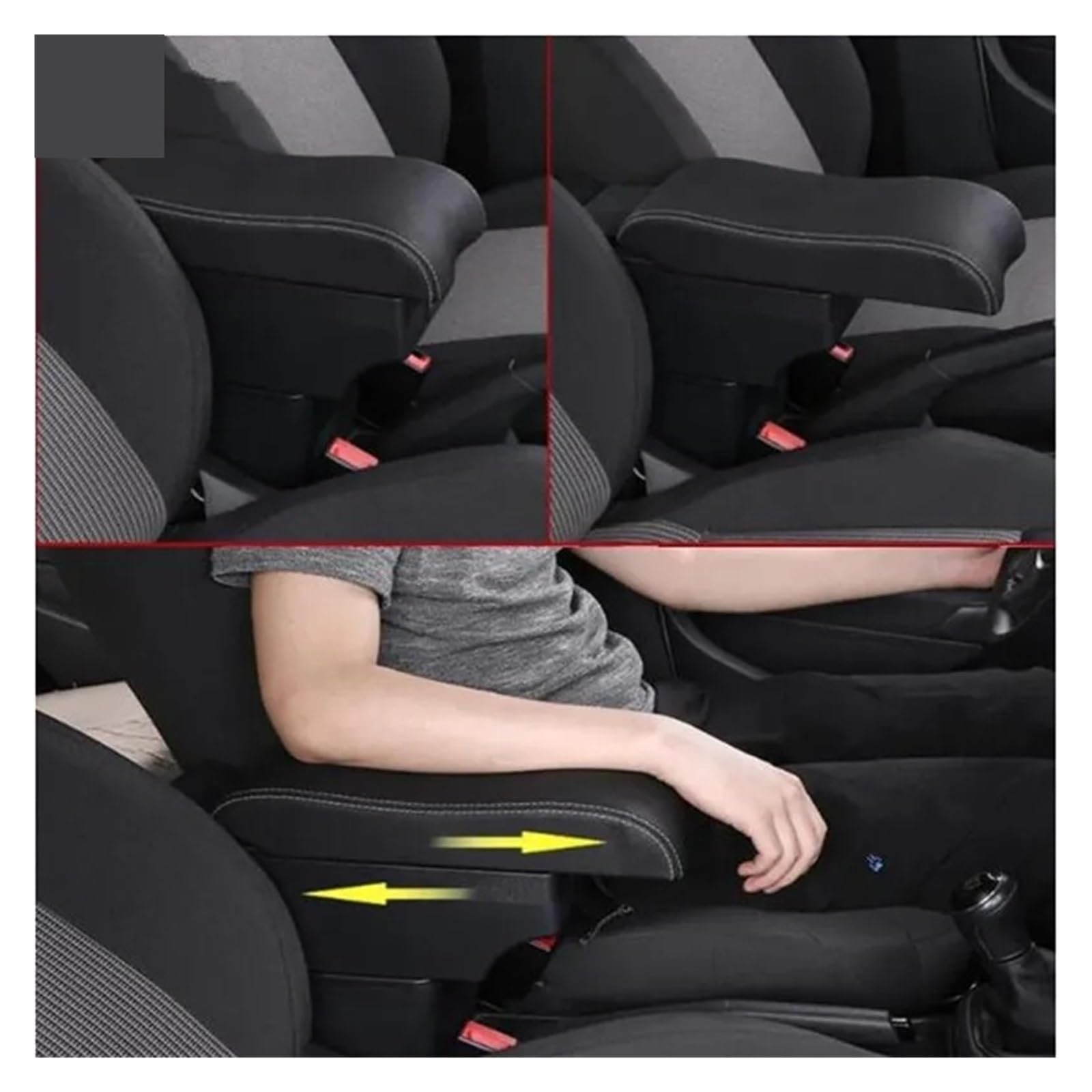 Box Bracciolo Console Centrale Per SUZUKI SX4 2007-2019 Bracciolo Box Storage Dedicato Ricambi Retrofit Accessori Interni Auto Bracciolos centrales auto(A Black line NO USB)