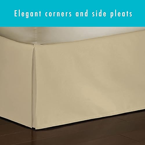 Miniatura 4 de Fresh Ideas Falda de cama a medida de popelín, diseño de mezcla de algodón, longitud de caída de 14 pulgadas, tamaño King, mantequilla