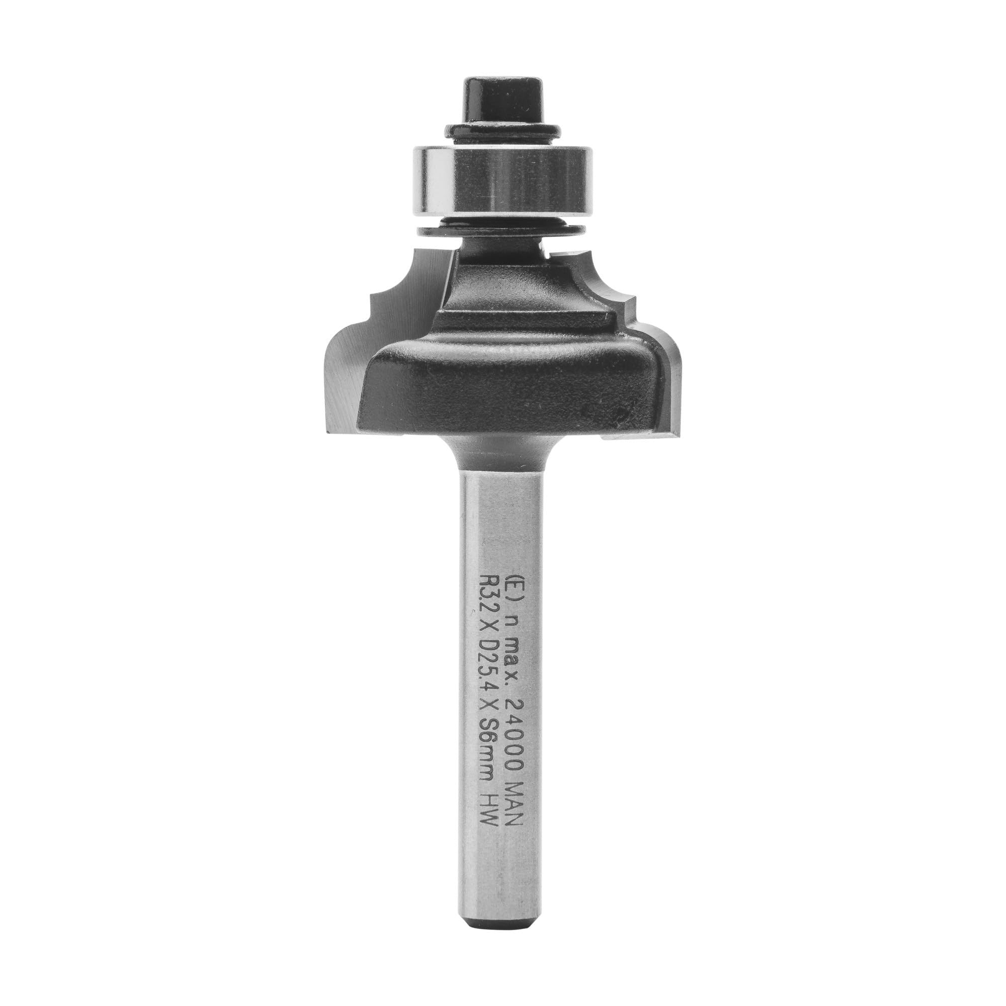 ENT 15080 Frez wieloprofilowy Classic w wegliku, trzpien (S) 6 mm, srednica (D) 25,4 mm, NL 12,7 mm, R 3,2 mm, SL 32 mm, z lozyskiem kulkowym