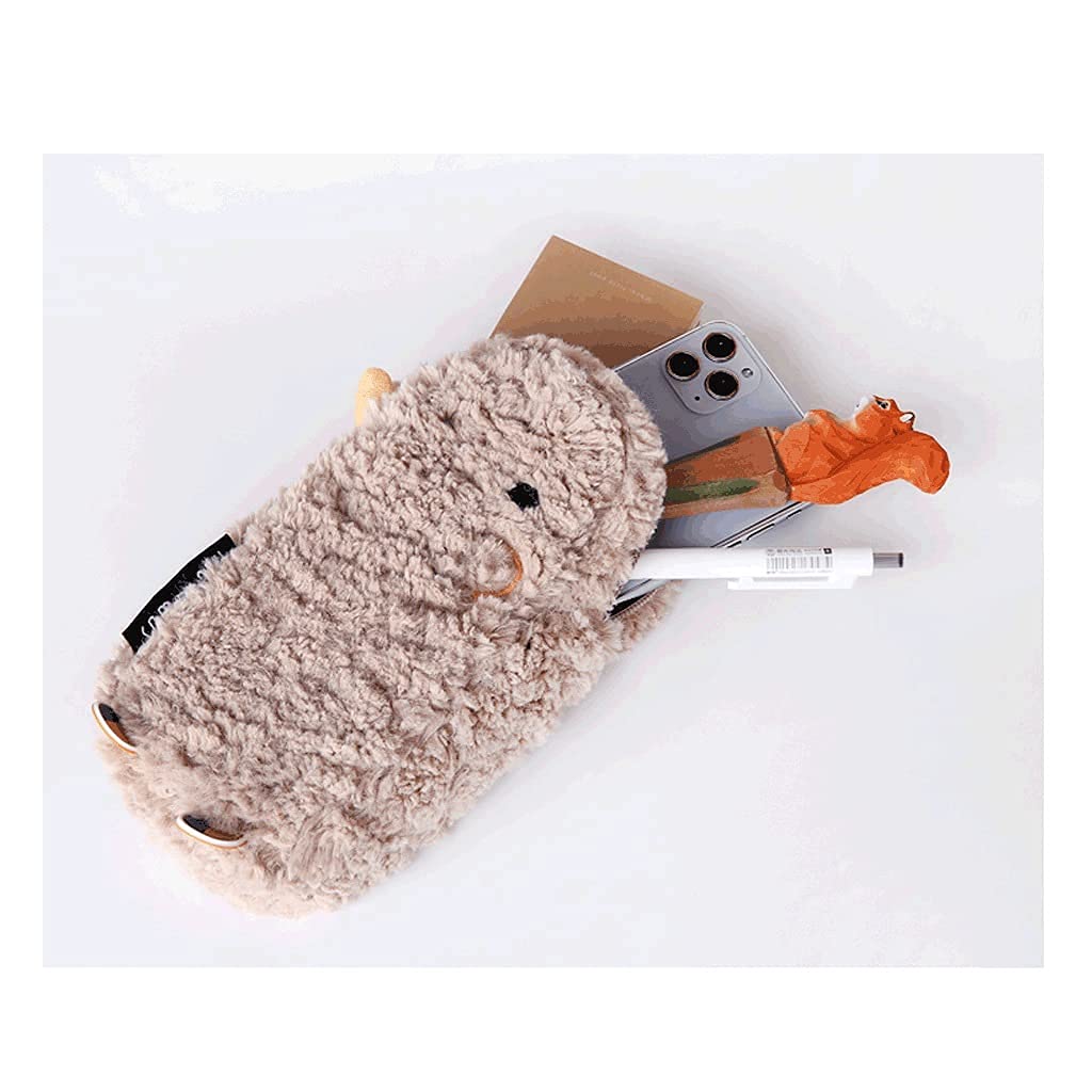 Caja de lápices Funda de lápiz de Peluche de Gran Capacidad, Bolsa de Almacenamiento de papelería Animal Multifuncional Bolsa de cosmética portátil para Oficina/Trip-4 Colores Bolso de Bolsa