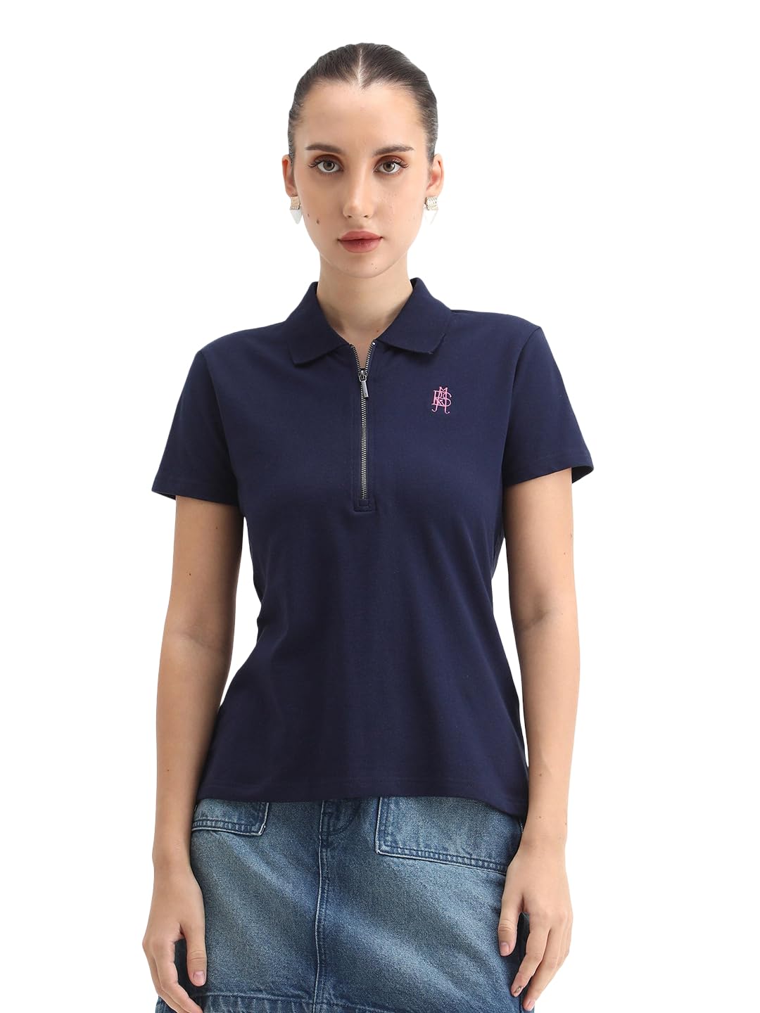 rareism Cotton Blend Regular Half Sleeve Polo-picture-31