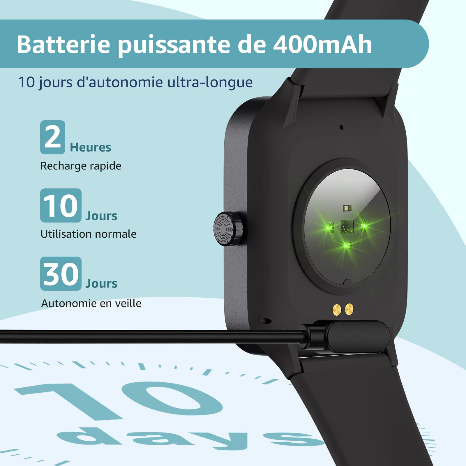 Montre connectée homme femme 1.95" écran tactile Smartwatch appels suivi fitness pression artérielle sommeil podomètre sport Android iOS