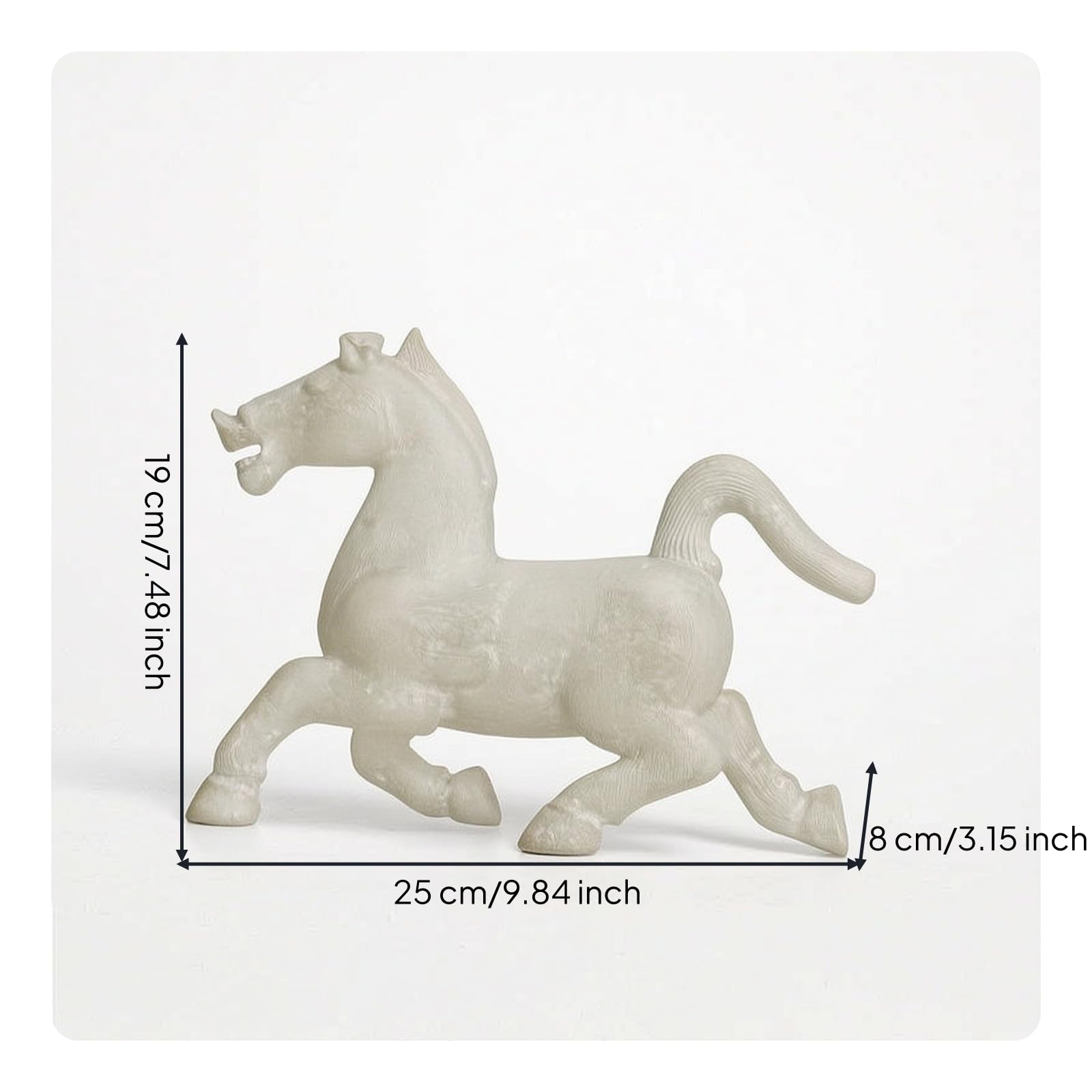 Pferdefigur Vintage Pferdeskulptur Rustikal Figur Pferd für Sammler, Bücherregal, Weiß, Klein 25 8 H19cm
