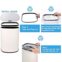 Vista 3 de Bote de basura automático de acero inoxidable de 13.2 galones con sistema de control de olores, sensor de movimiento semicircular sin tacto de 50