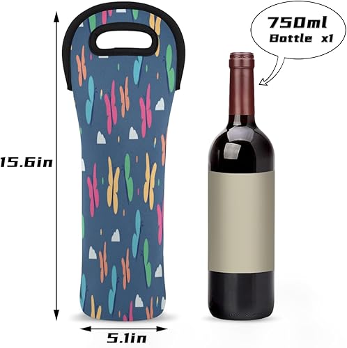 Miniatura 7 de Butterfly Brilliance - Elegante bolsa de transporte de vino para viajes, duradera, ligera y ecológica, fácil de limpiar, ideal para fiestas, picnics