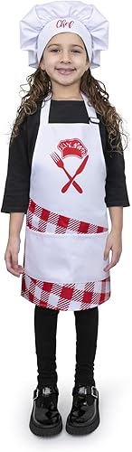 Miniatura 2 de Dress Up America Juego de delantal para niños, sombrero de chef y delantal para cocinar y hornear, disfraz de chef