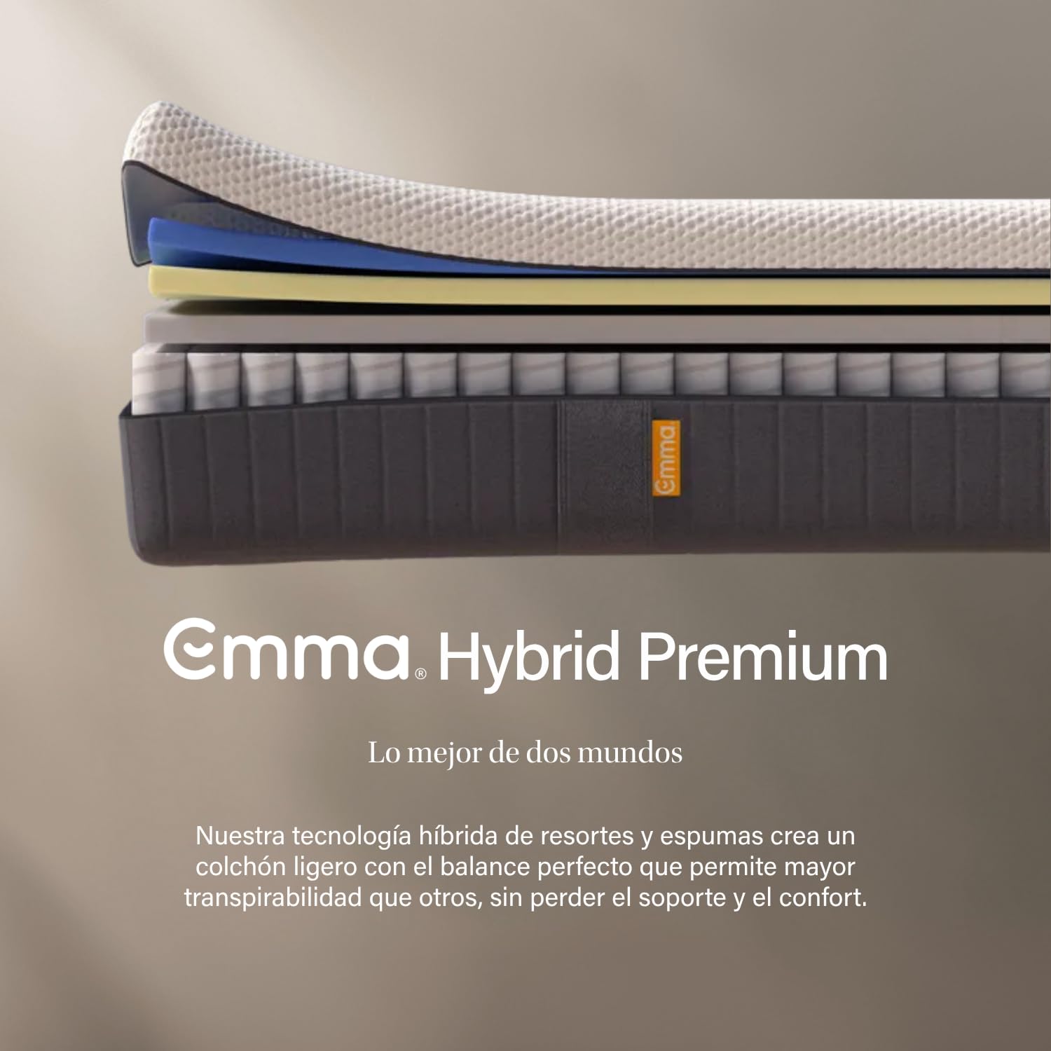 Emma Colchón Hybrid Premium Queen Size 150x190cm de Memory Foam & Resortes Colchón en Caja Tecnología Alemana 10 Años de Garantía & 100 Noches de Prueba