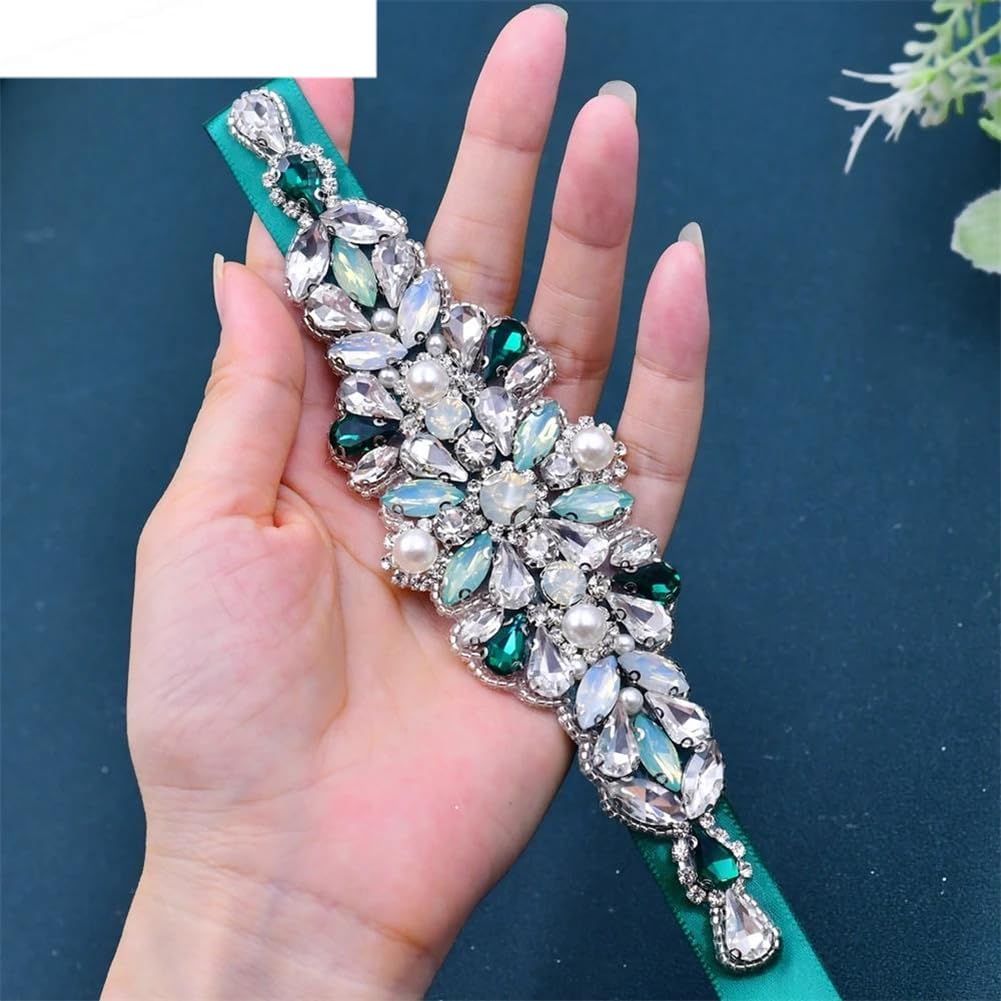 Women's Rhinestones Bridal Belt Beaded For Formal Evening Dresses Decorative Sash Handmade