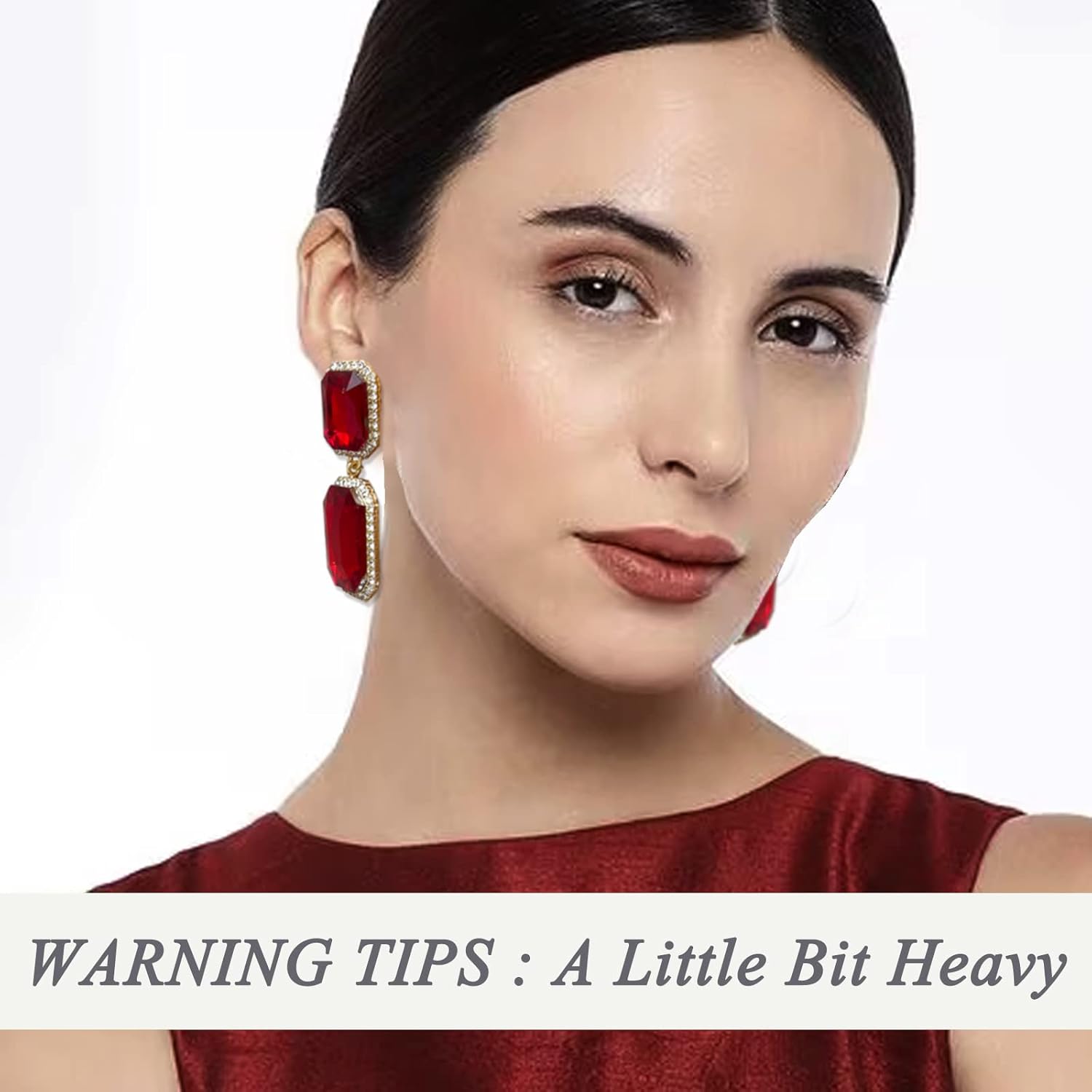 Vintage Rhinestone Statement Earrings Fancy Big Crystal Rectangle Drop Dangle Earrings Evening Prom Pageant Jewelry Earrings for Women - Image 2