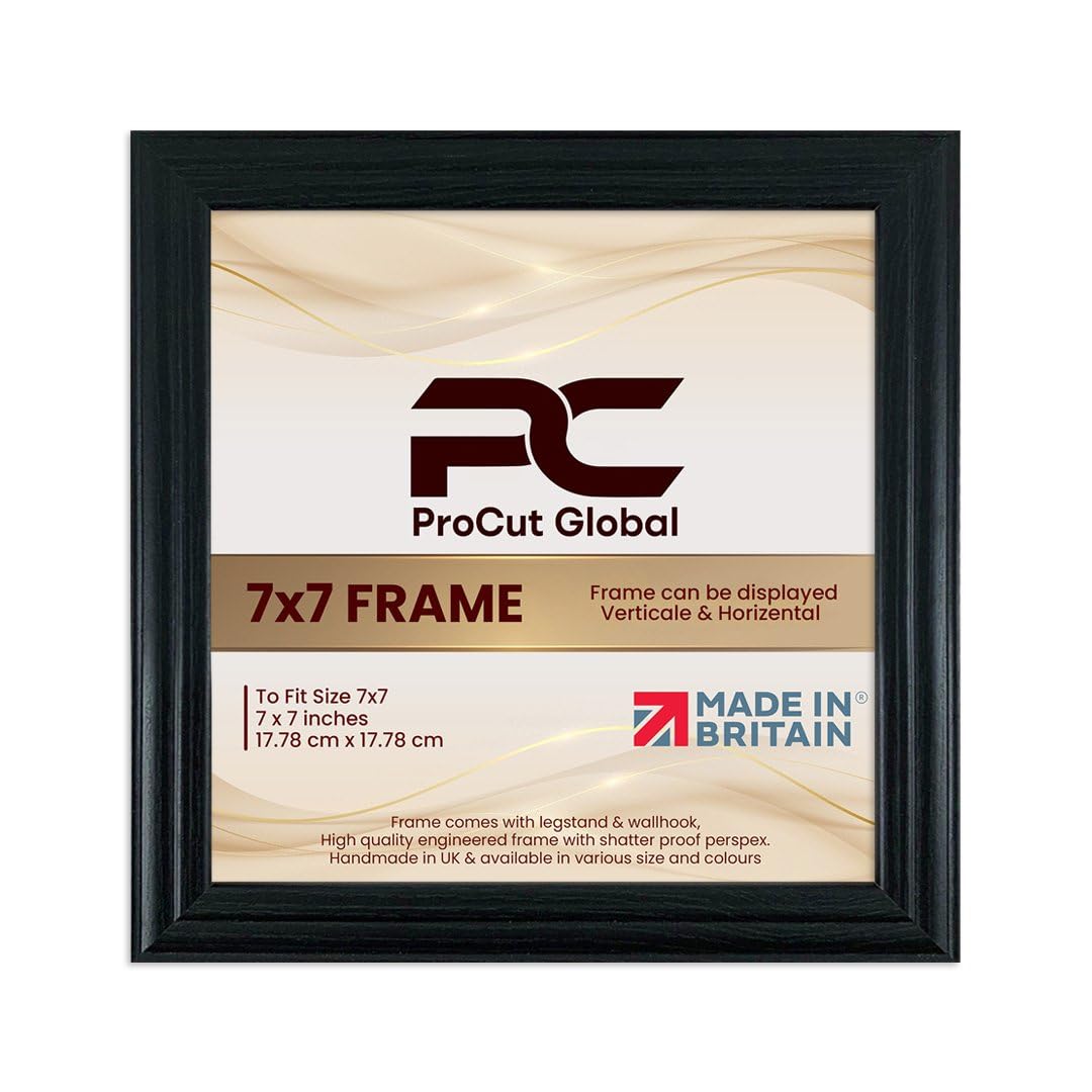 Procut Global 7x7 Black Picture Frames - Classic Wooden Photo Frame with Shatterproof Perspex for Wall or Tabletop - Perfect for Posters, Certificates & Prints - Sizes & Colors Available — image 1