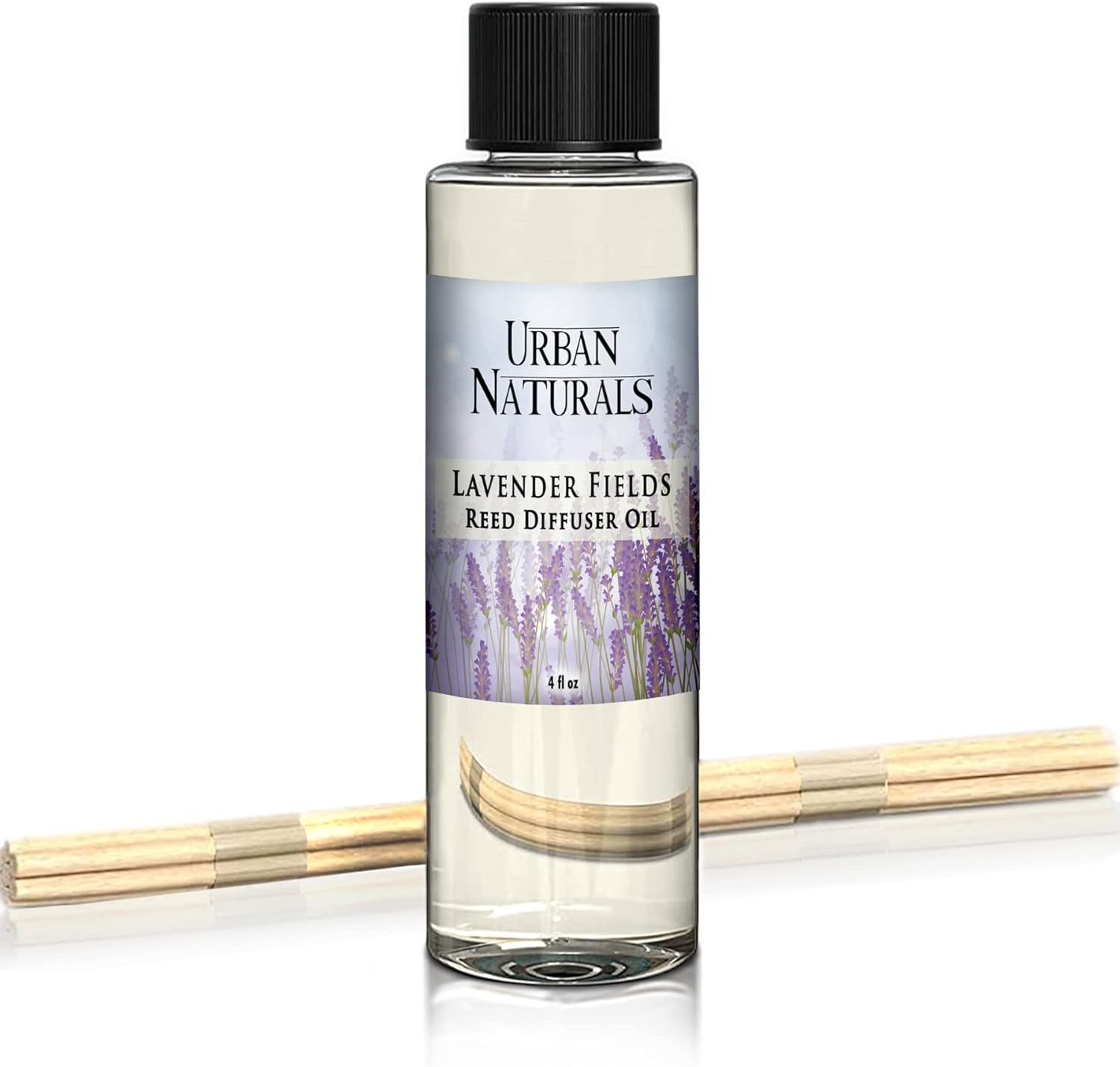 Urban Naturals Lavender Fields Reed Diffuser Refill, 4 oz, Bundle with Lavender Fields Reed Diffuser Set - Made with Essential Oils in The USA