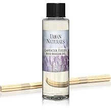 Urban Naturals Lavender Fields Essential Oil Reed Diffuser Refill & Set of Replacement Reed Sticks | Soothing, Aromatic Home Fragrance for Aromatherapy & Stress Relief | Includes a Set of Reed Sticks