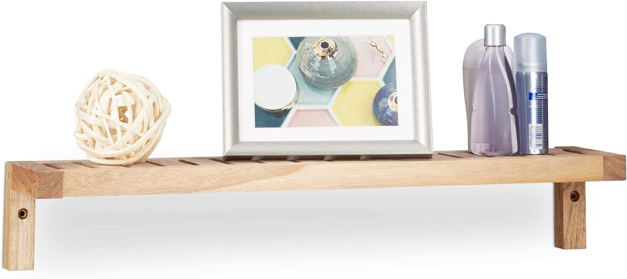 Estante Flotante De Roble Macizo 60 Cm - Estante De Pared Para Sala, Cocina, Dormitorio O Baño