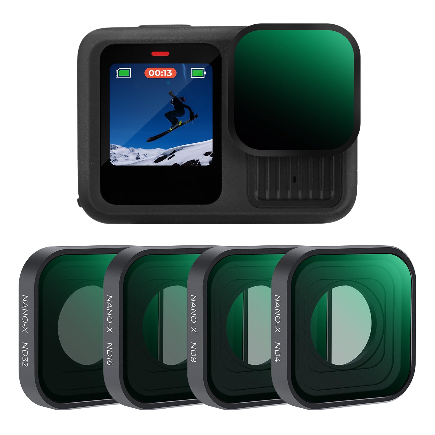 K&F CONCEPT ND Filter Set Kompatibel mit GoPro Hero 13 Black, 4 Pack ND4 ND8 ND16 ND32 Neutral Density Light Reduction Filter für GoPro Hero 12/11/10/9 Black, Graufilter HD Optical Glass