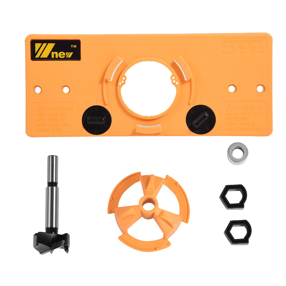 35mm Hinge Drilling Jig + 35mm Forstner Bit, Door Boring Hole Template/Forstner Bit Set Guide Hole Puncher Hole Locator for Kreg Tool Carpenter Woodworking DIY Tools