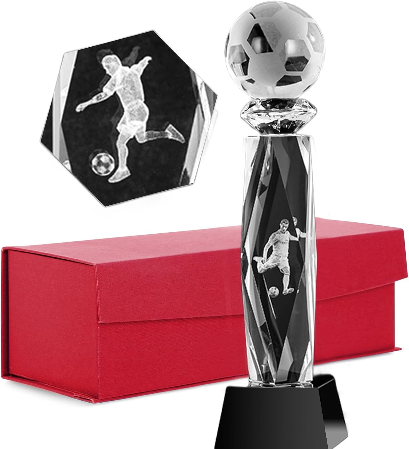 11Inchs Crystal 3-D Golf/Baseball/Soccer/Football Trophy with Elegant Gift Box for tournaments, Sporting Events, Parties, Championship Trophies, Table Tops and Table Decorations