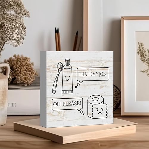 Miniatura 4 de Divertido letrero de madera para decoración de baño, estante de baño, decoración del hogar, mesa, escritorio, cubículo, accesorios, decoración,