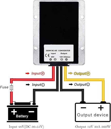 Miniatura 3 de Convertidor DC 48V a 12V Regulador de Voltaje 30A 360W DCDC Reductor de Voltaje Buck Transformador Fuente de alimentación para carrito de golf,