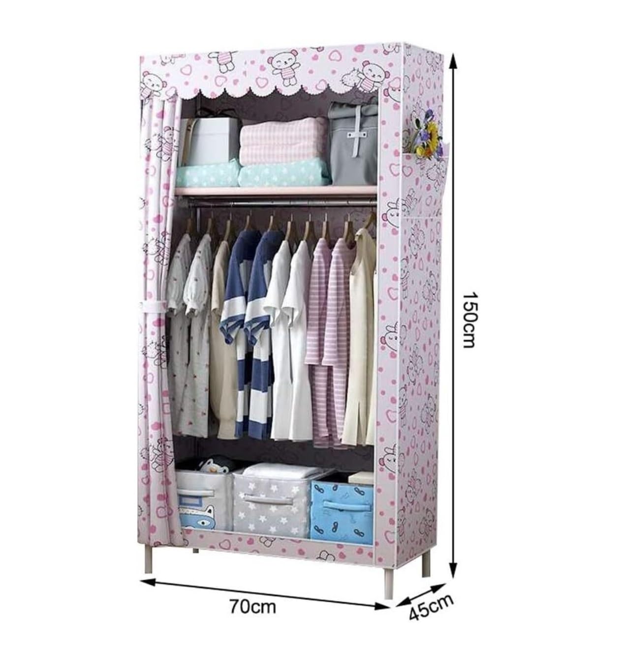 Wardrobe Closet Schrank Kombi-Kleiderschrank, Hängeschrank, Stoff, Stabiles Miethaus, Mehrere Schlafzimmer Closet Aufbewahrungsschrank(D)
